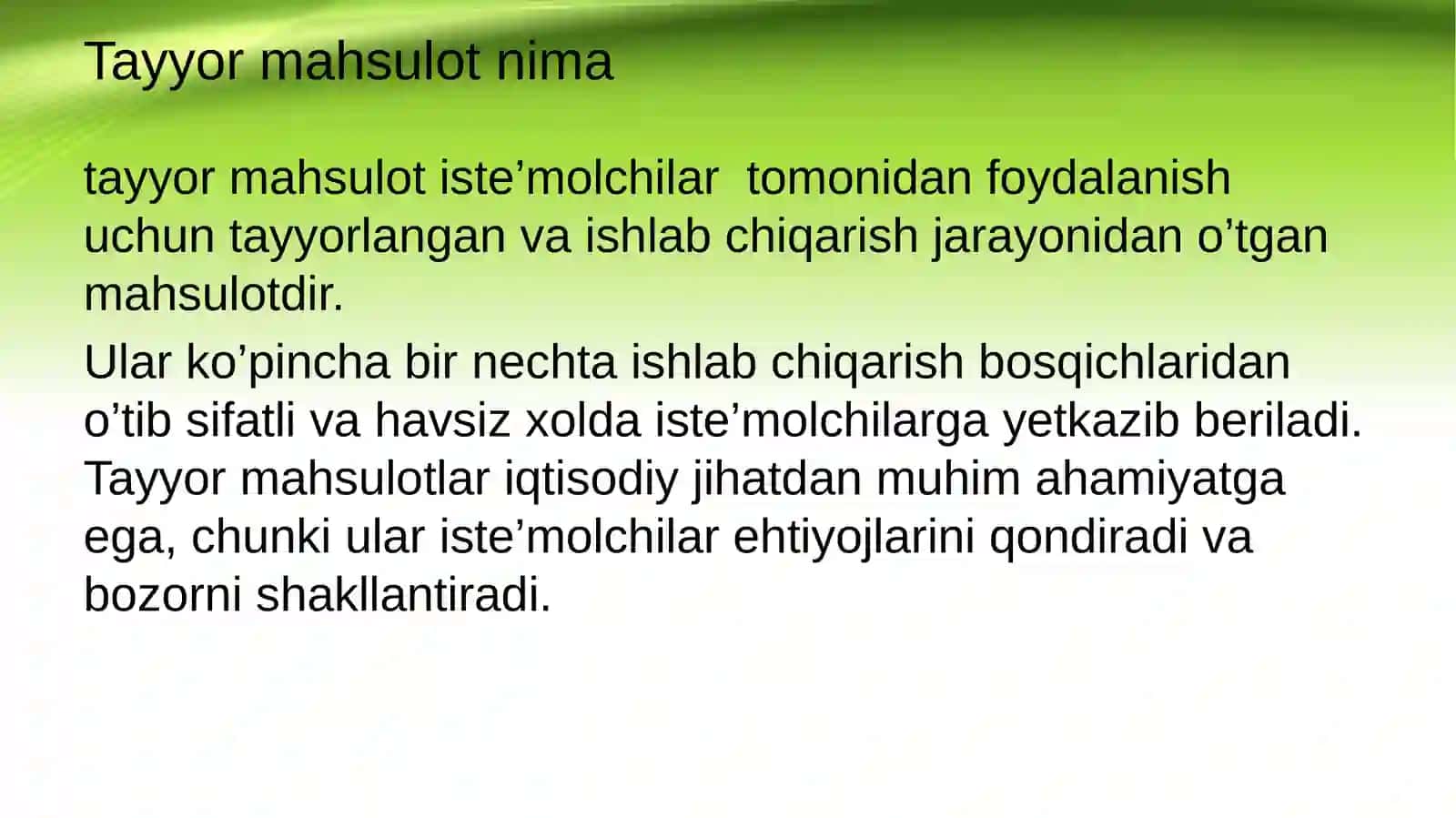 Tayyor mahsulotlarni turkumlash va baholash. 3