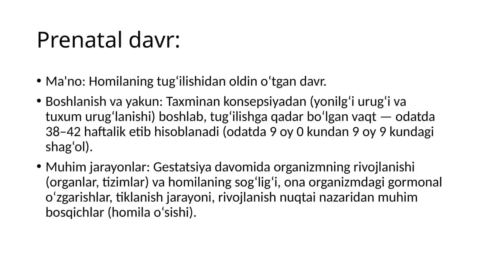 Prenatal va perinatal davr psixologiyasi. Chaqaloqlik va go‘daklik davrining psixologik xususiyatlari. Ilk bolalik davrida psixik o‘sish 3