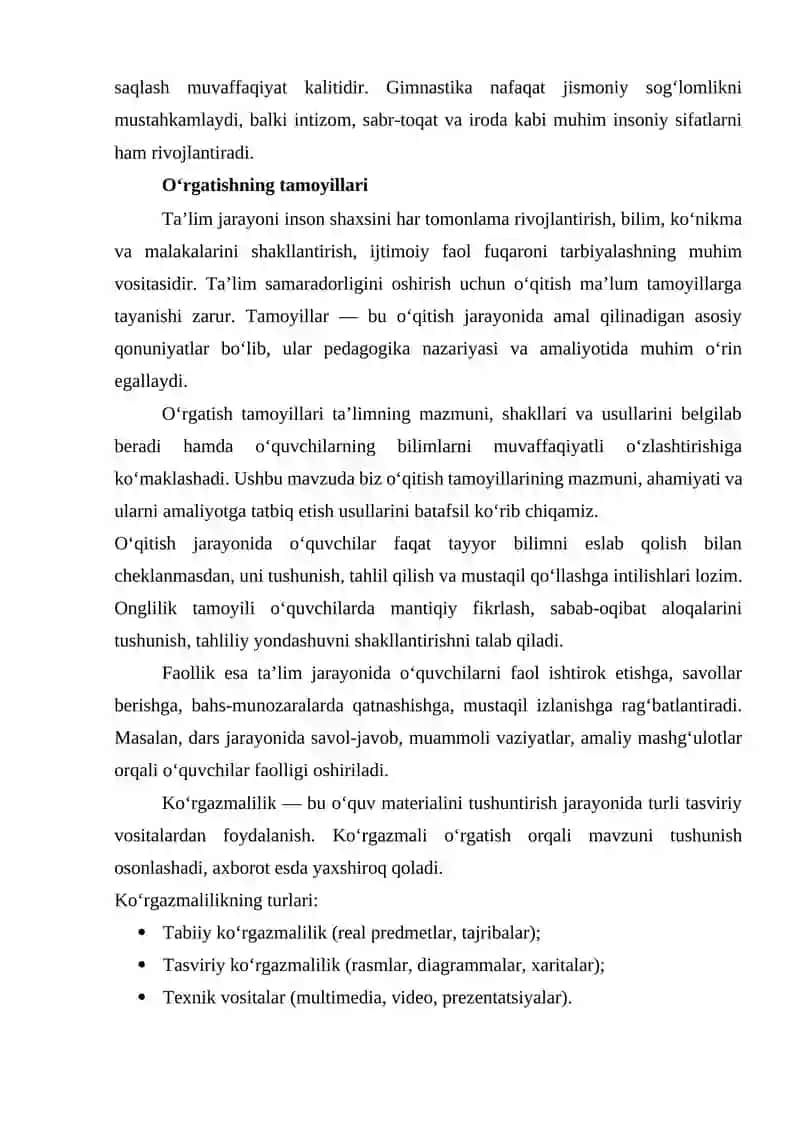 GIMNASTIKA MASHQLARINI O'RGATISH METODIKASI 3