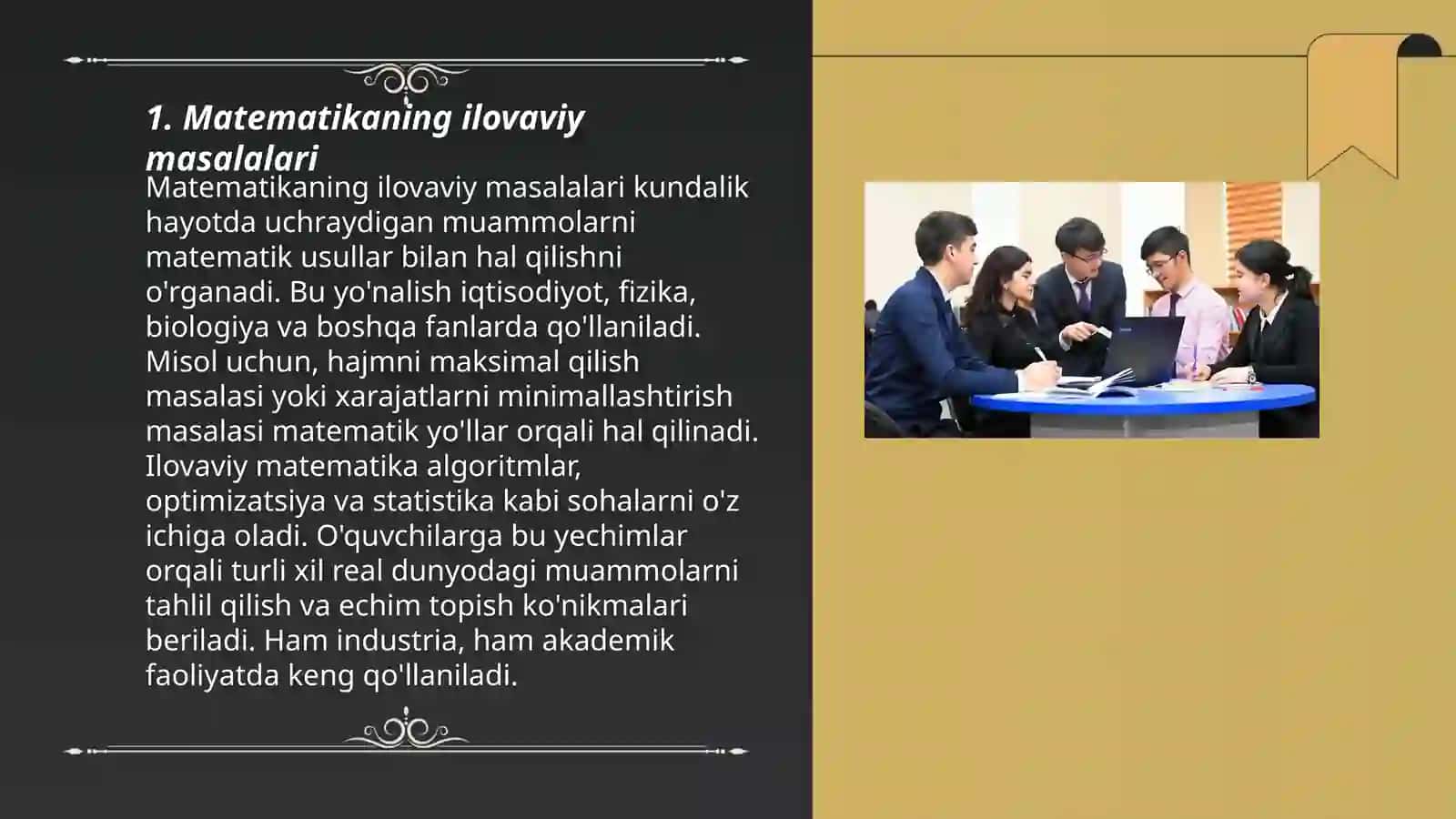 Matematikaning ilovaviy masalalari 3