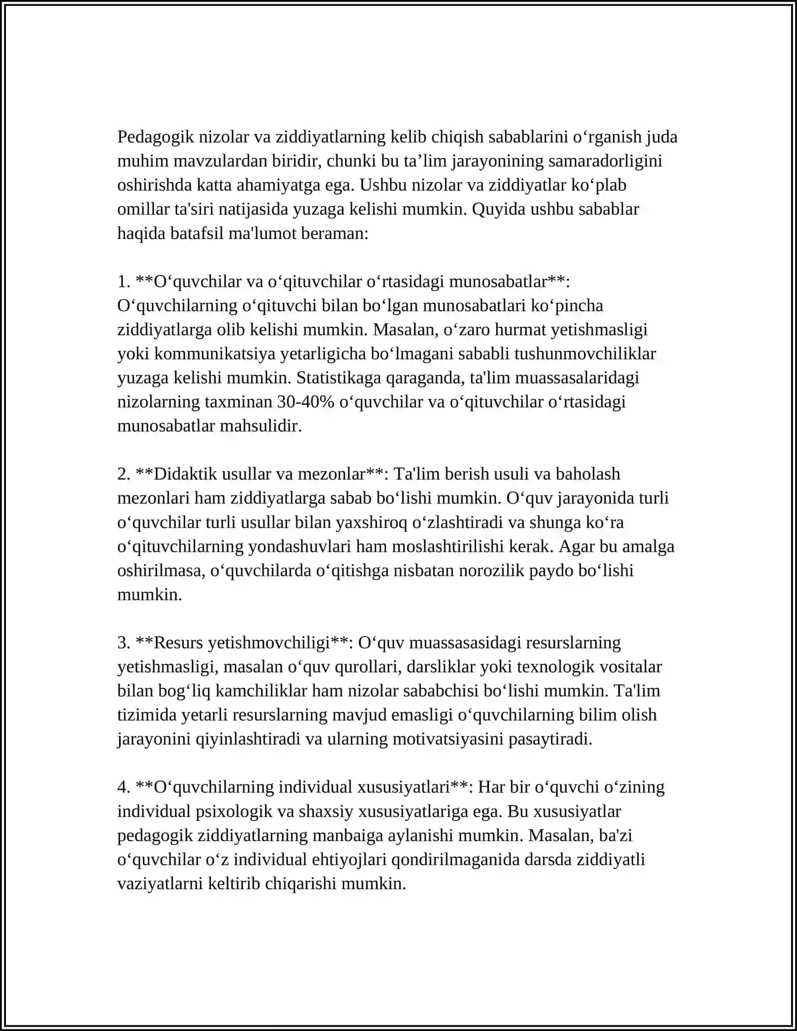 ÒQITUVCHILIK KASBIY FAOLIYATIDA PEDAGOGIK NIZOLAR VA ZIDDIYATLAR 3