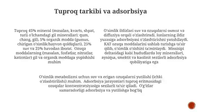Tuproq tarkibi va adsorbsiya 3
