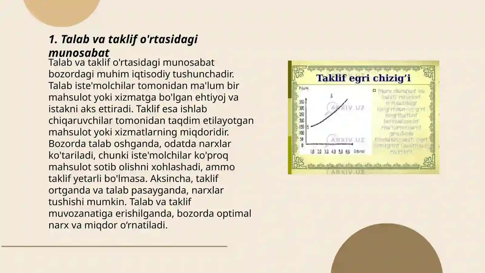 Talab va taklif munosabati 3