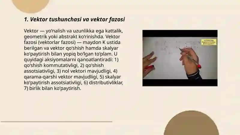 Vektorlar va ularni ustida chiziqli amallar 3
