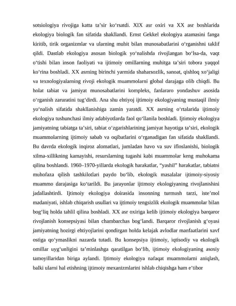 Ijtimoiy ekologiyaning rivojlanishi va tarixi 3