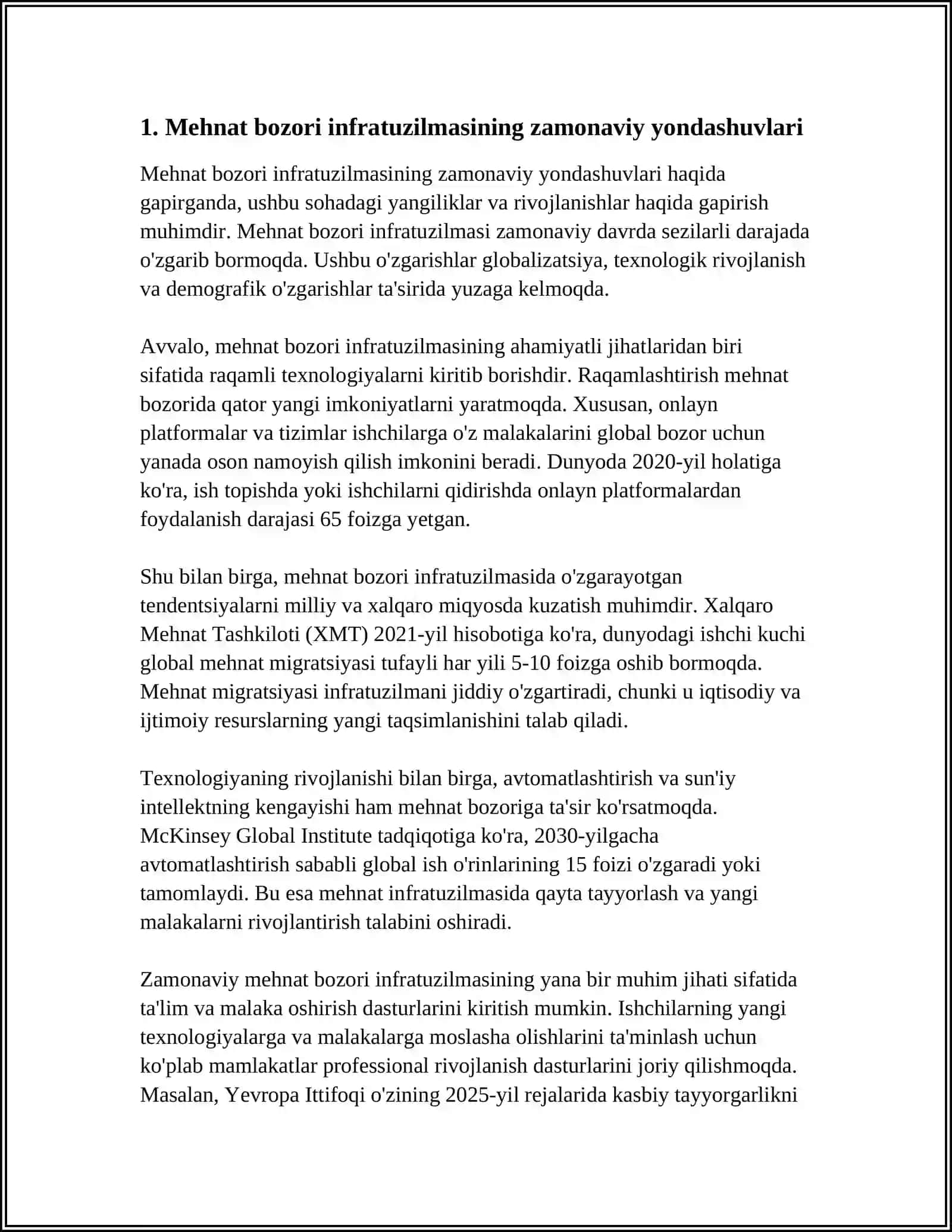 MEHNAT BOZORI INFRATUZILMASINING RIVOJLANISHI BOʻYICHA XORIJIY YONDASHUV 3