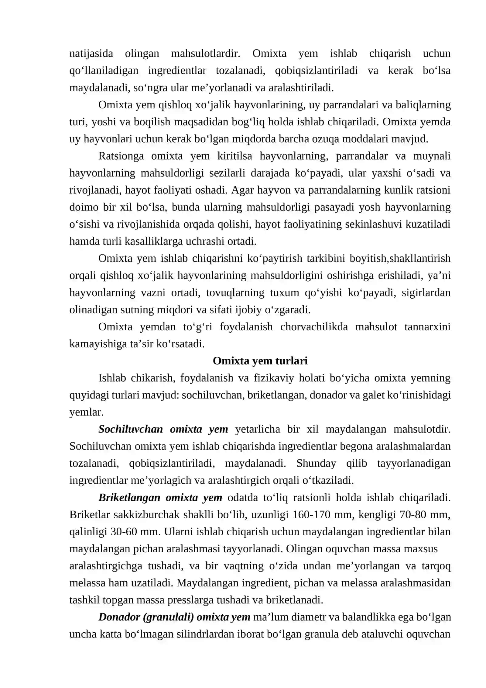 OMIXTA YEM IShLAB ChIQARISh BO‘YIChA UMUMIY MA’LUMOT 3