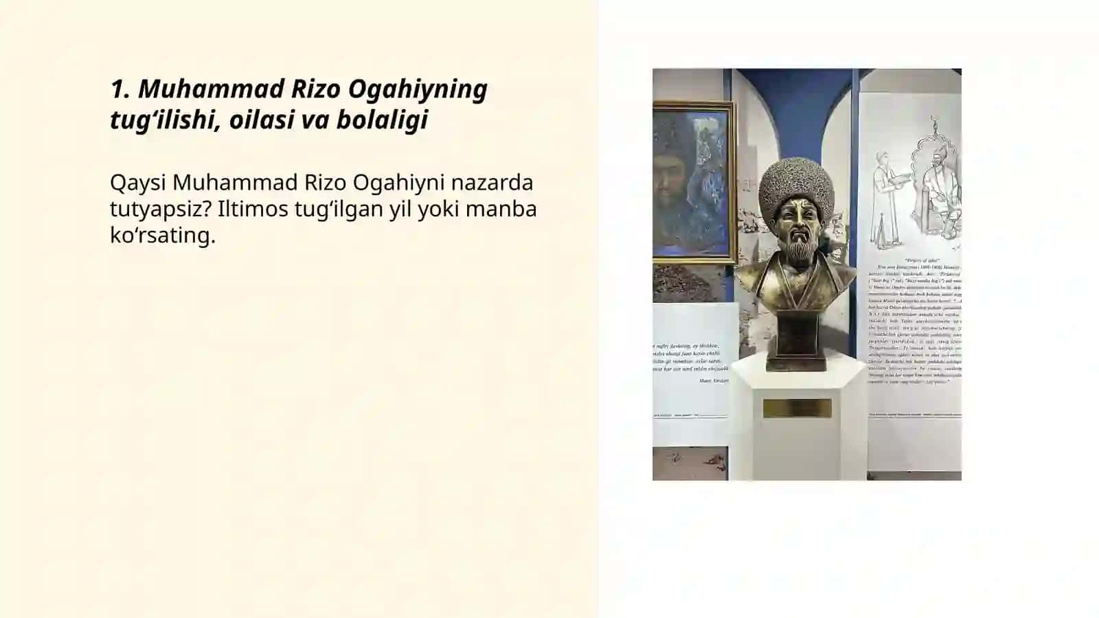 Muhammad rizo ogahiy hayoti va ijodi.tarixiy davr 3