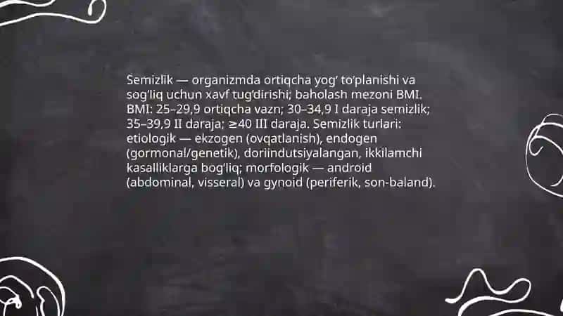 Semizlik va uning asoratlari 3