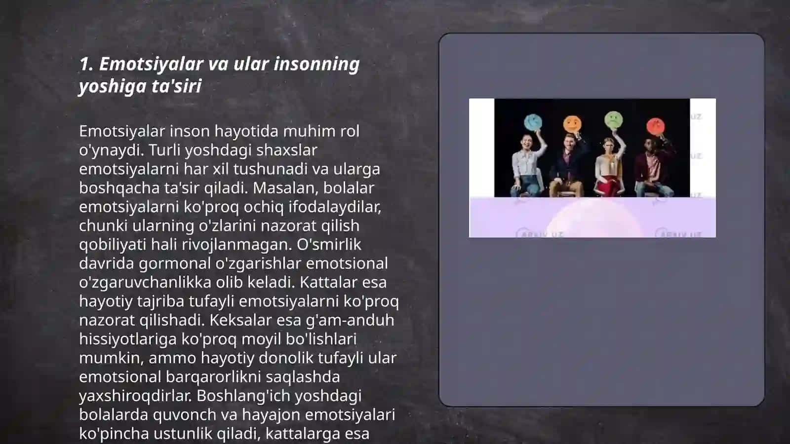 Emotsiyalar va insonning xronologik yoshi 3