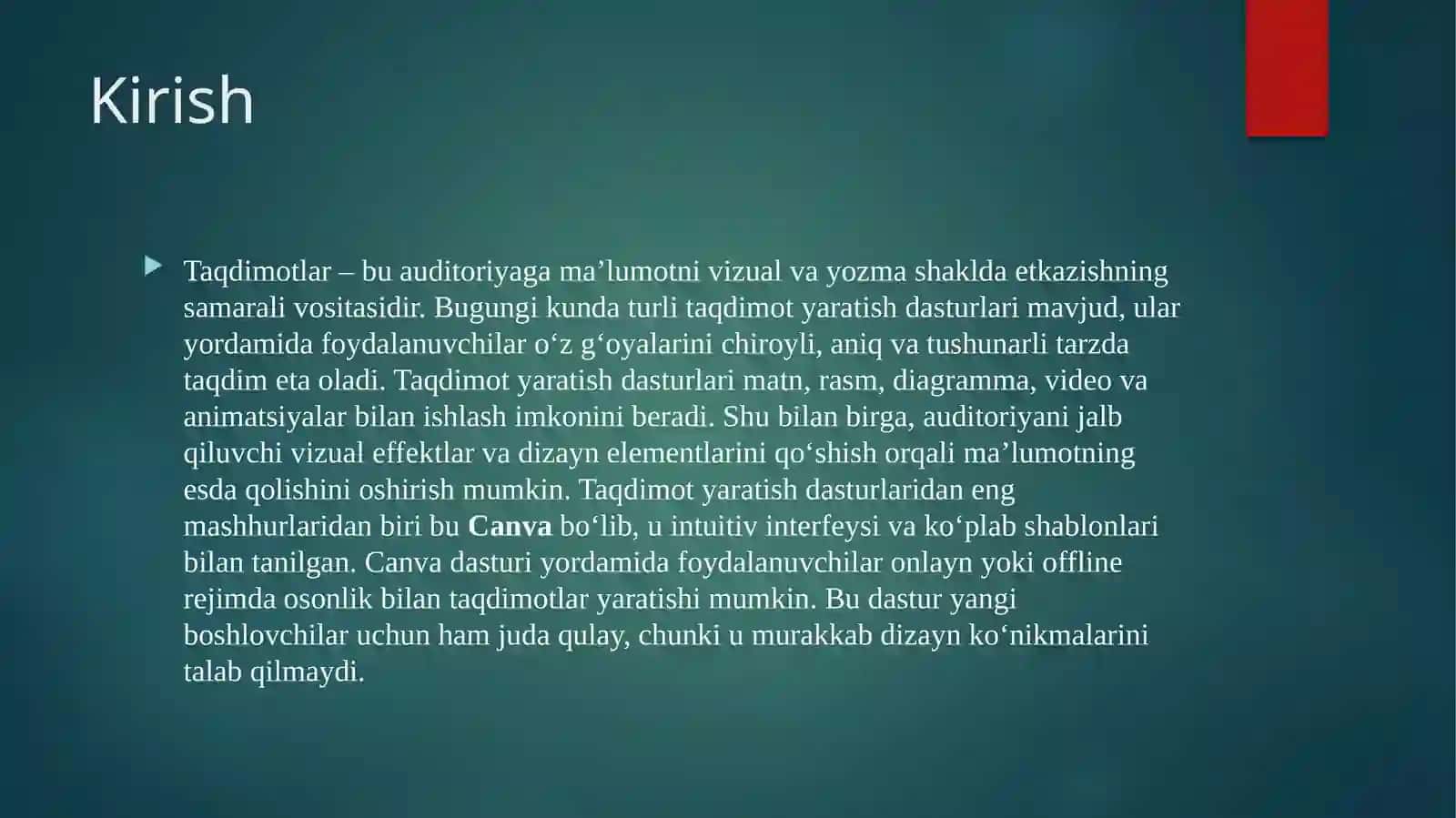 Taqdimot Yaratish Dasturida Ishlash 3