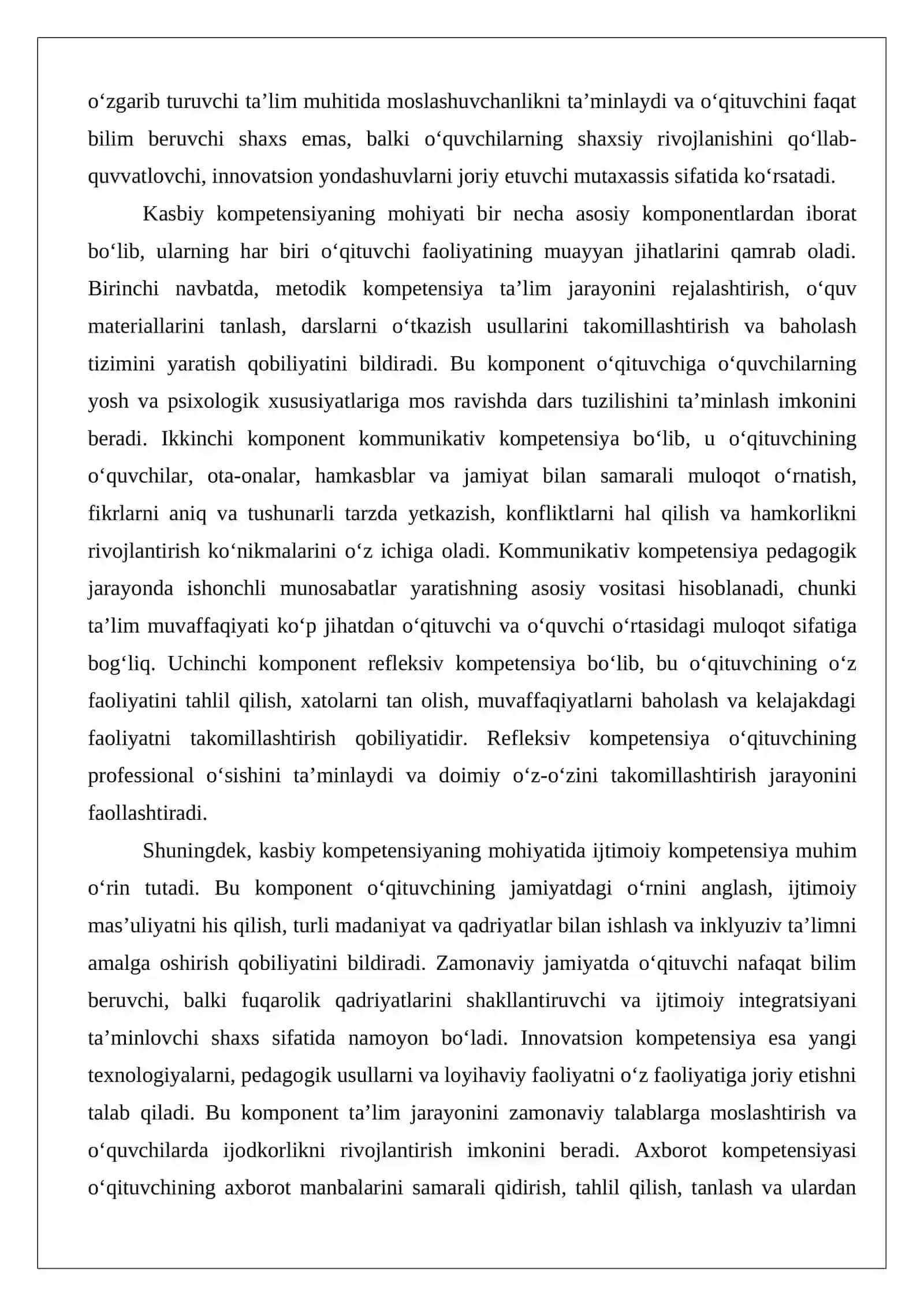 O‘qituvchining kasbiy kompetensiyasi va tuzilishi 3
