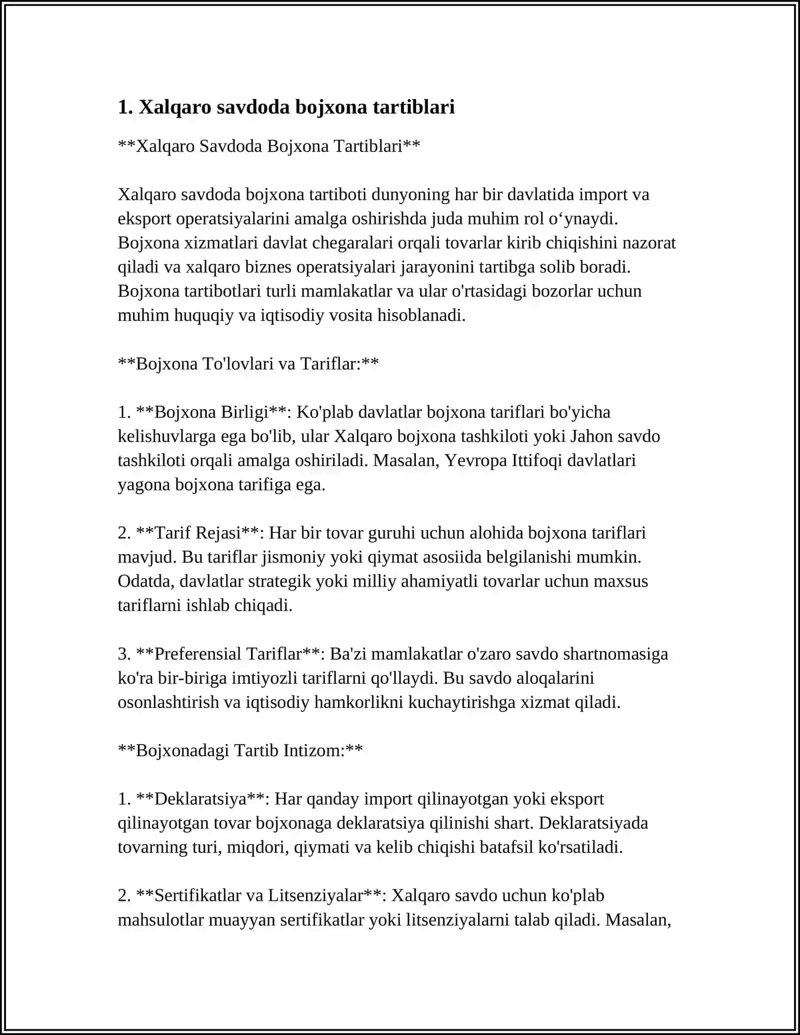Xalqaro Savdoda Bojxona Tartiblari 3