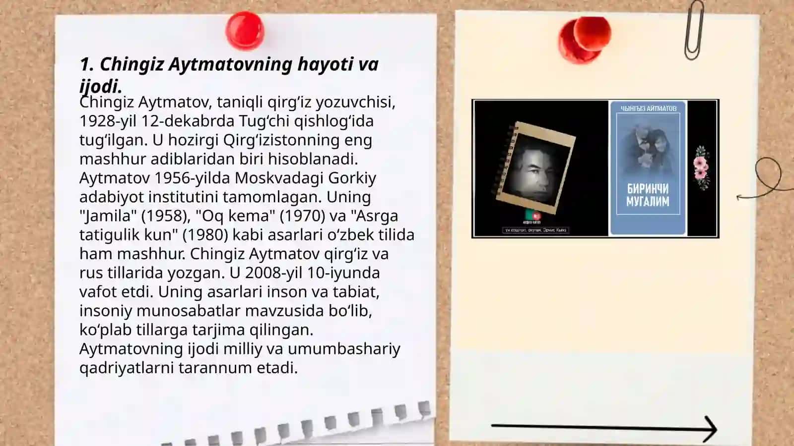 Chingiz Aytmatov "Birinchi muallim " qissasi 3
