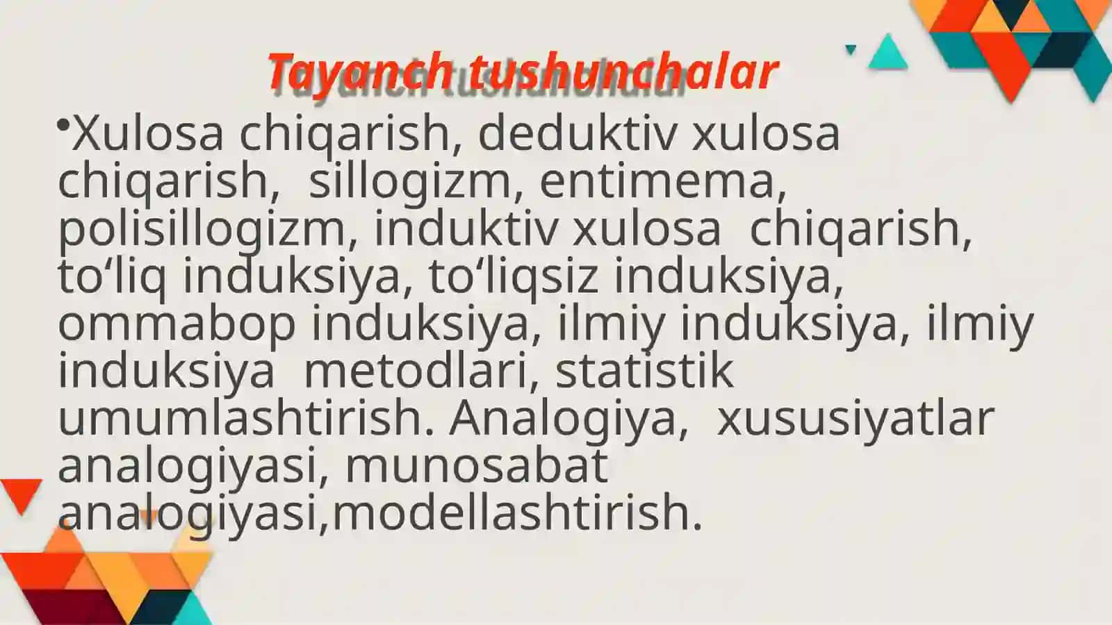 Xulosaning umumiy mantiqiy tavsifi 3