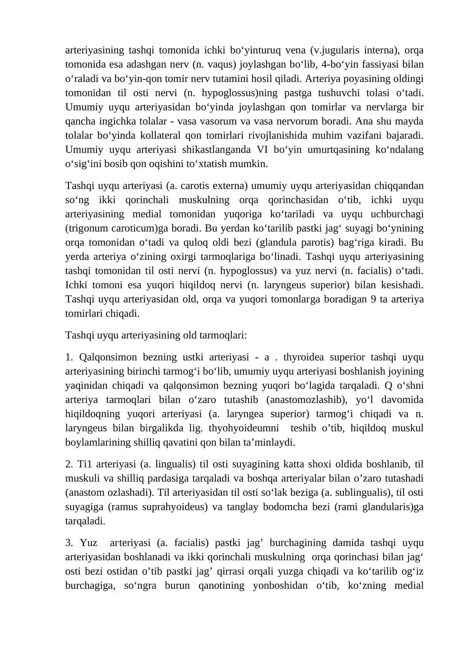 Aorta, aorta ravog‘i, umumiy va tashqi uyqu arteriyasi 3