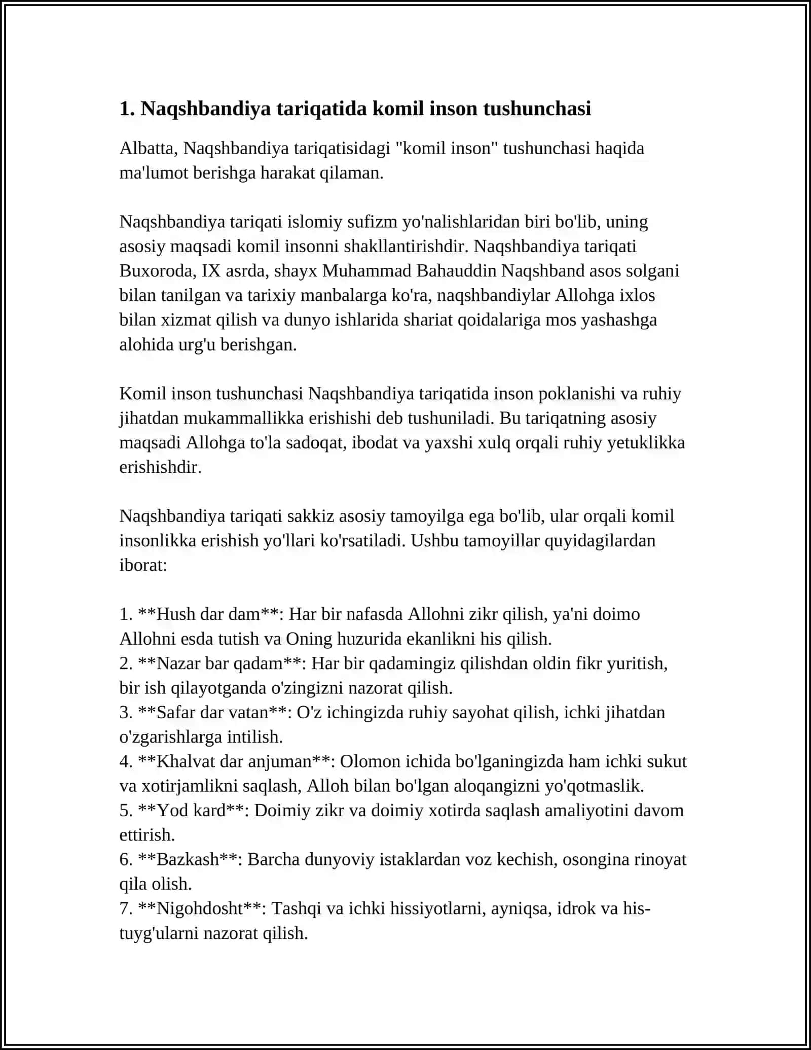 NAQSHBANDIYA TARIQATIDA KOMIL INSON GʻOYALARI 3