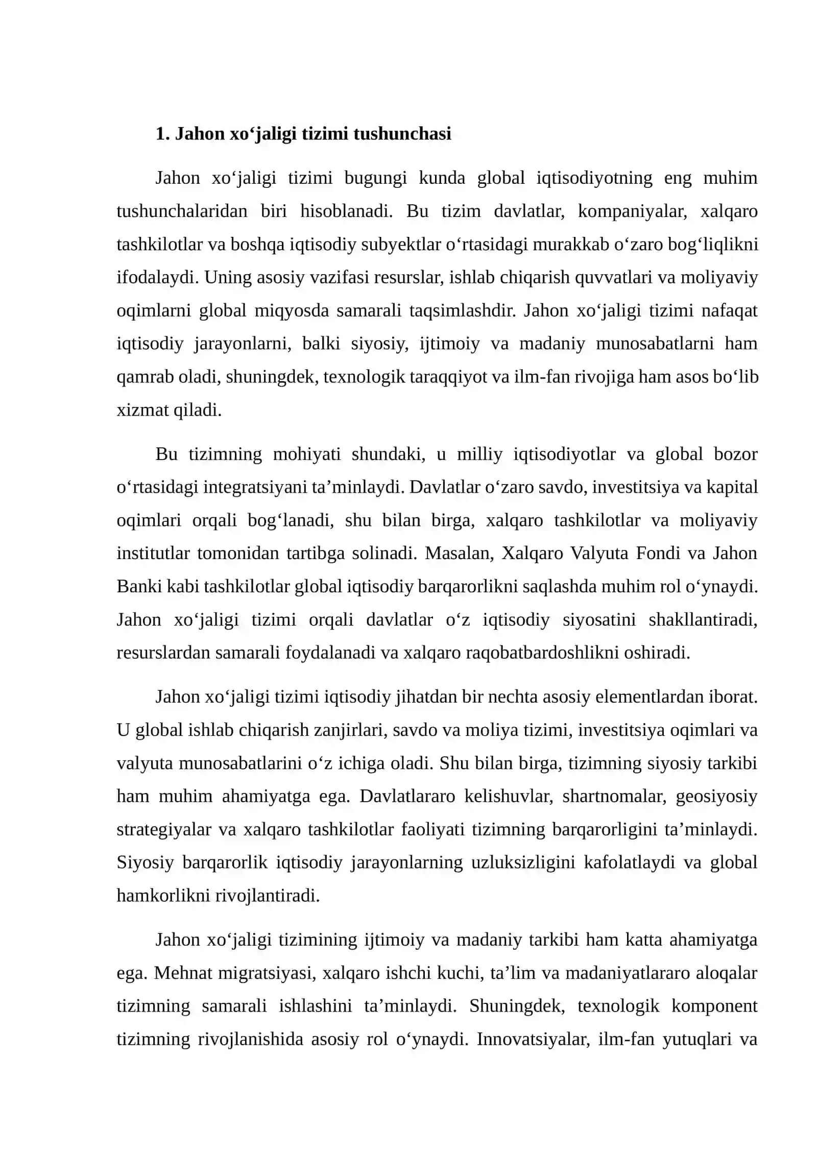JAHON XO‘JALIGI TIZIMI VA UNING TARKIBI 3