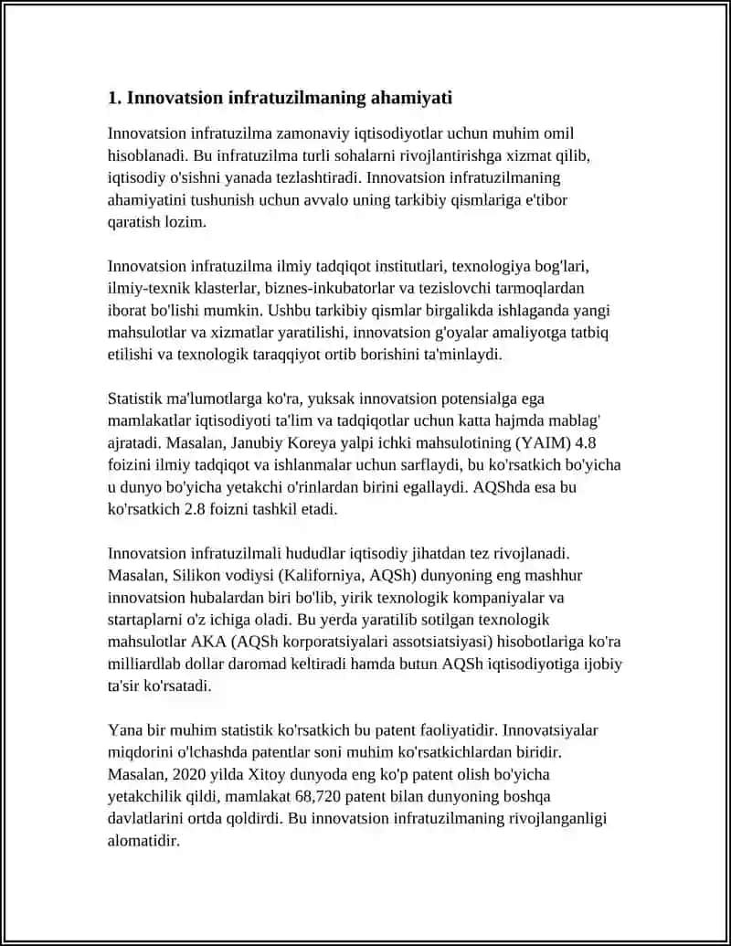 INNOVATSION FAOLIYATINI BUGUNGI INFRATUZILMASI 3