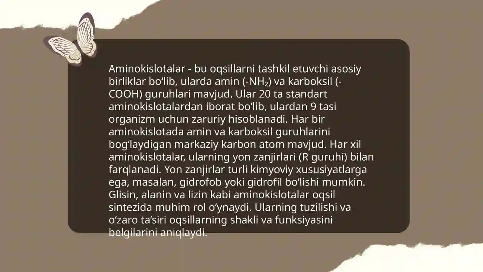 Aminokislotalar va oqsillarning olinishi va xossalari 3