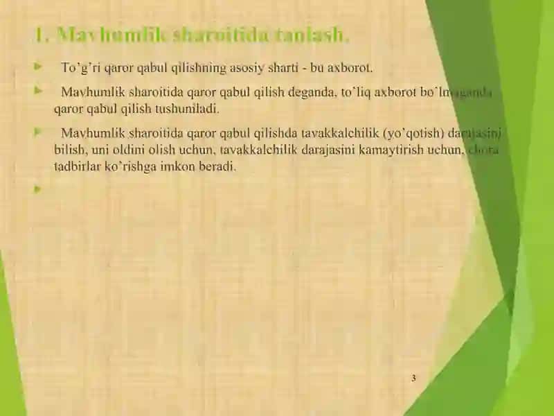 Mavhumlik va Tavakkalchilik 3