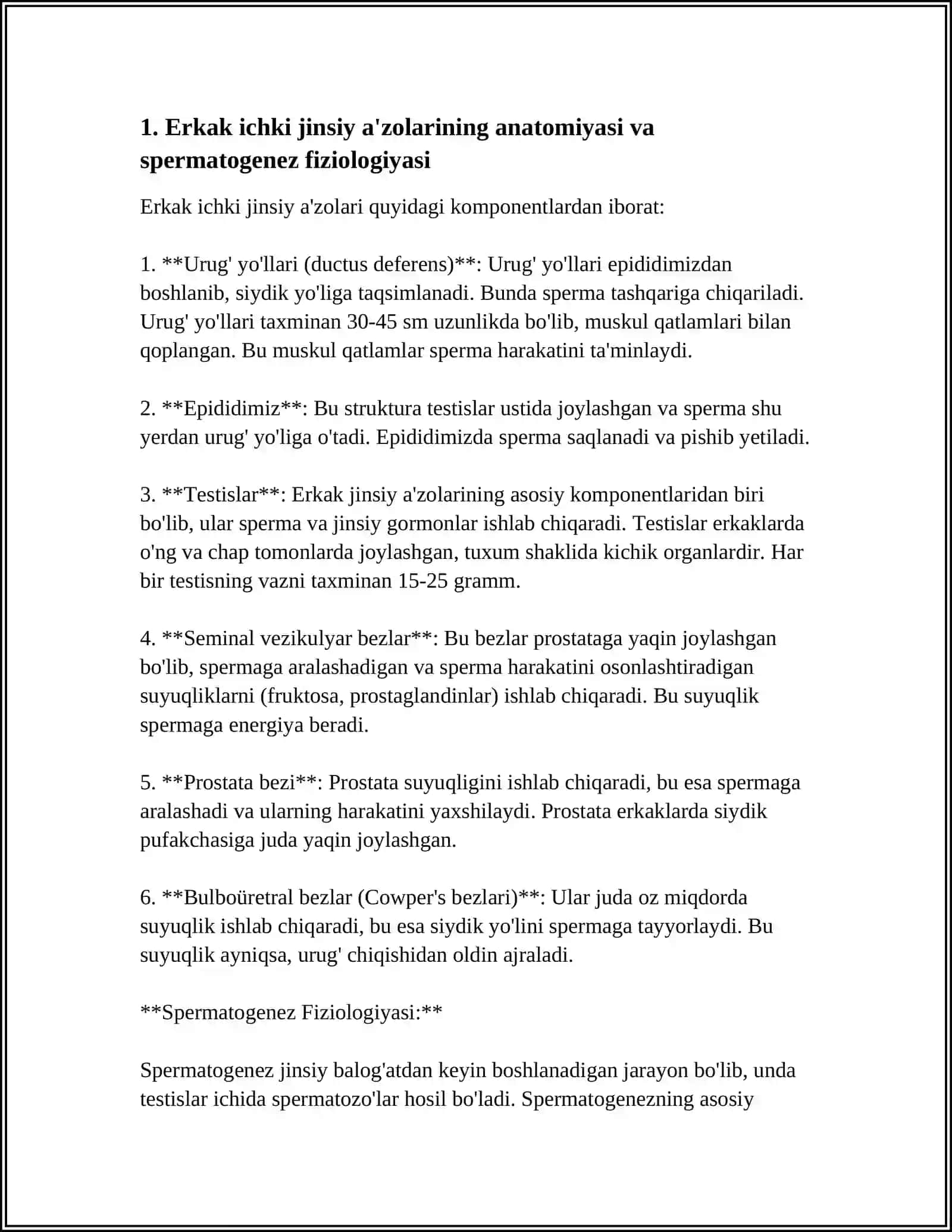 ERKAKLAR VA AYOLLAR ICHKI JINSIY A'ZOLARI FIZIOLOGIYASI VA KASALLIKLARI 3
