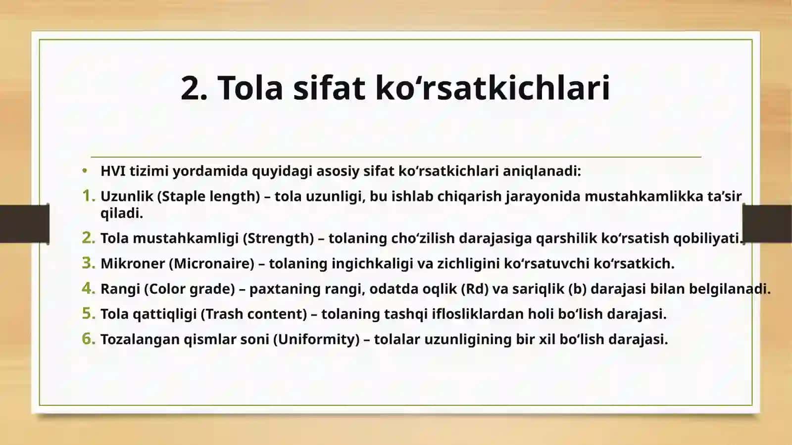 HVI tizimida paxta tolasining nav va sinfini aniqlash jarayonlari 3