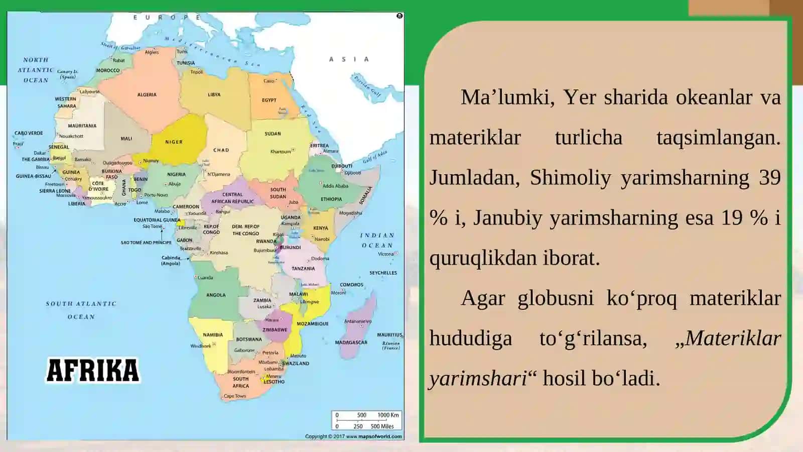 MATERIKLAR VA OKEANLAR TABIATI  AFRIKA 3