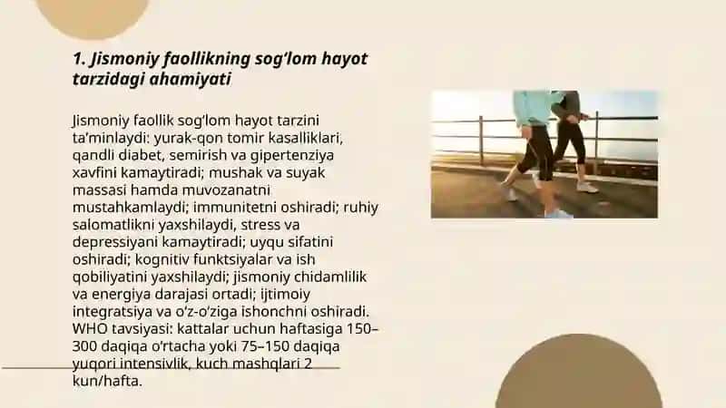 Jismoniy faollikning sogʻlom hayot tarzidagi ahamiyati 3
