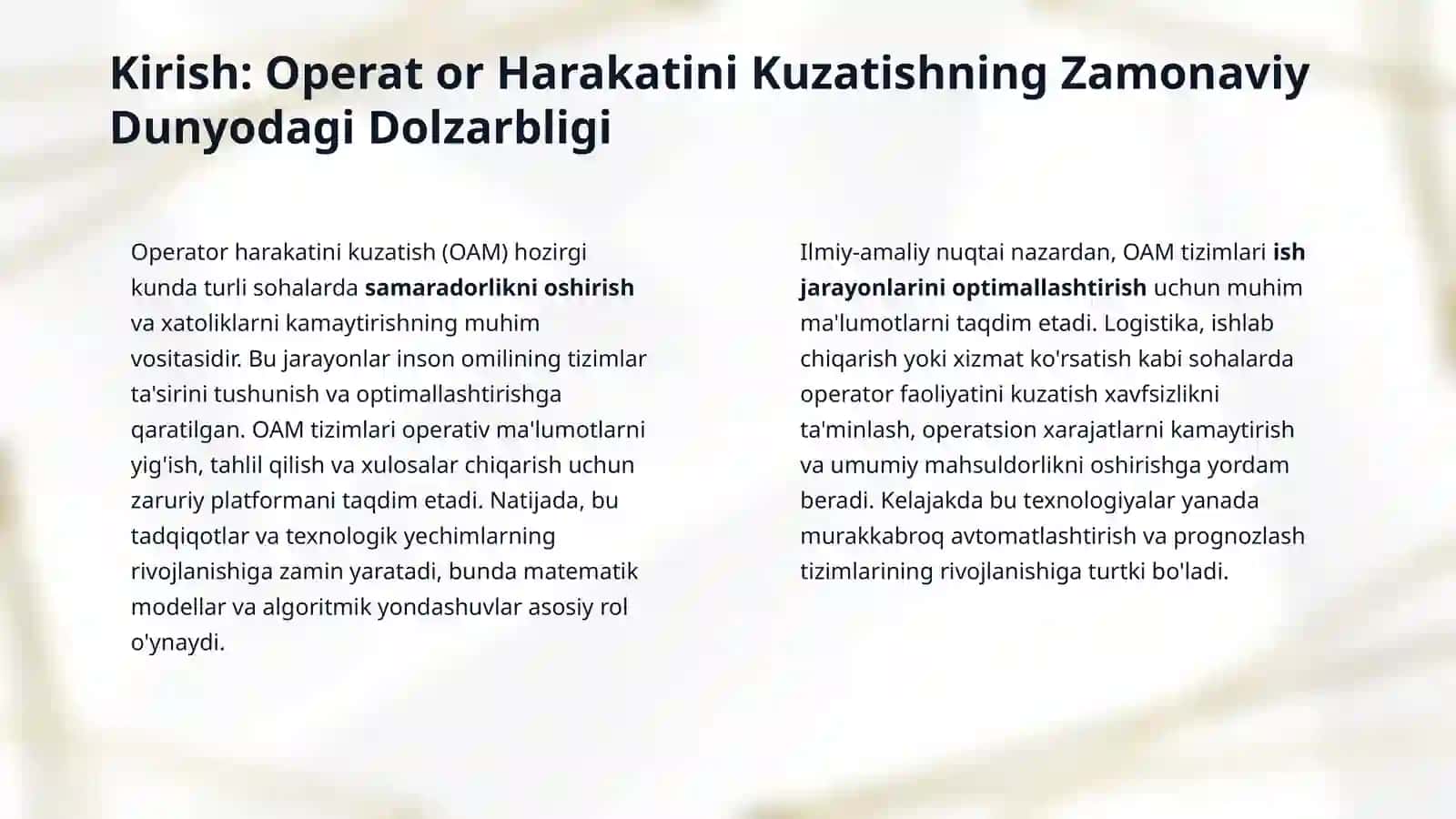 Operator harakatini kuzatish 3