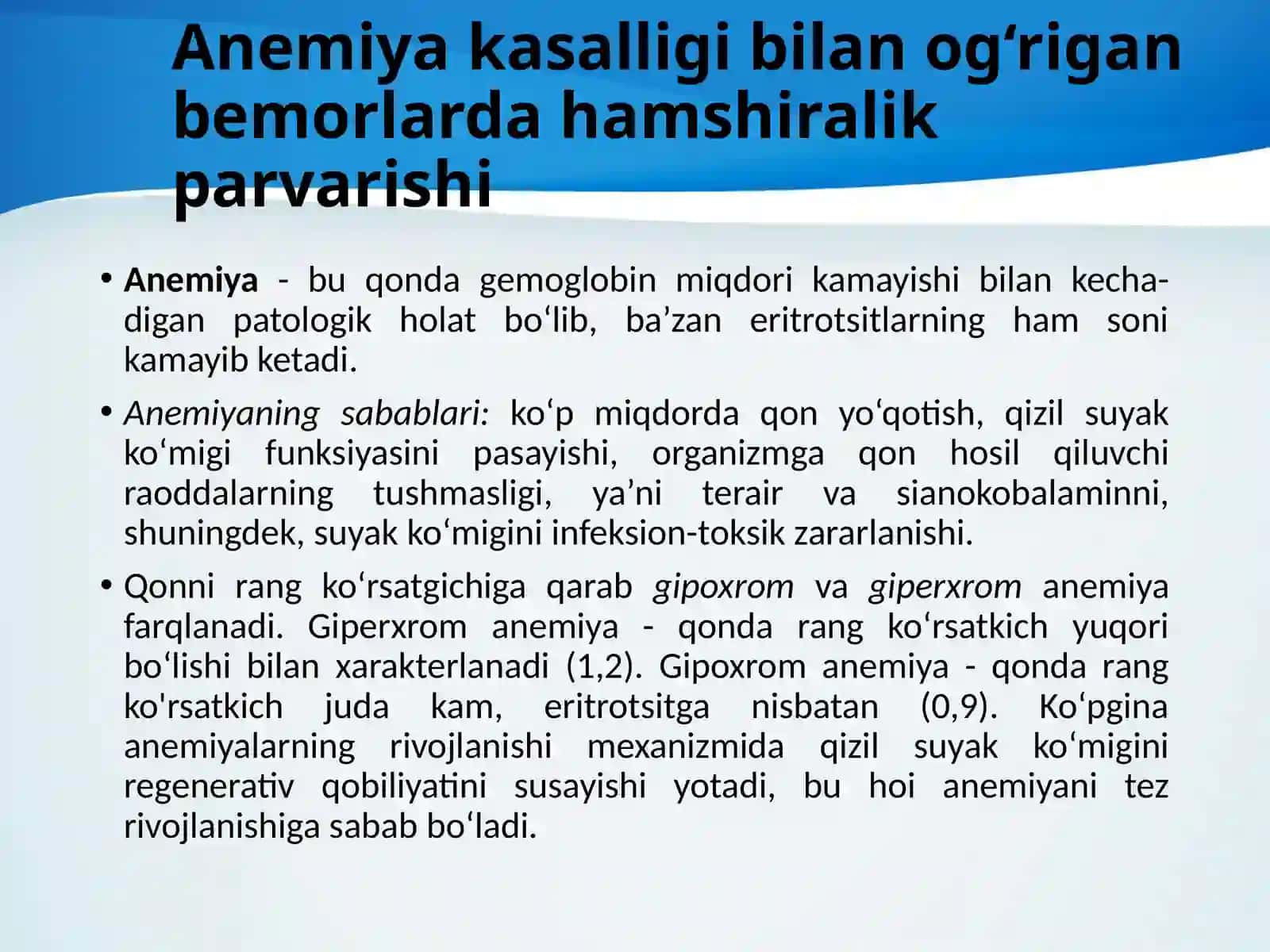 TEMIR YETISHMOVCHILIGI PAYDO BO'LADIGAN KAMQONLIK 3