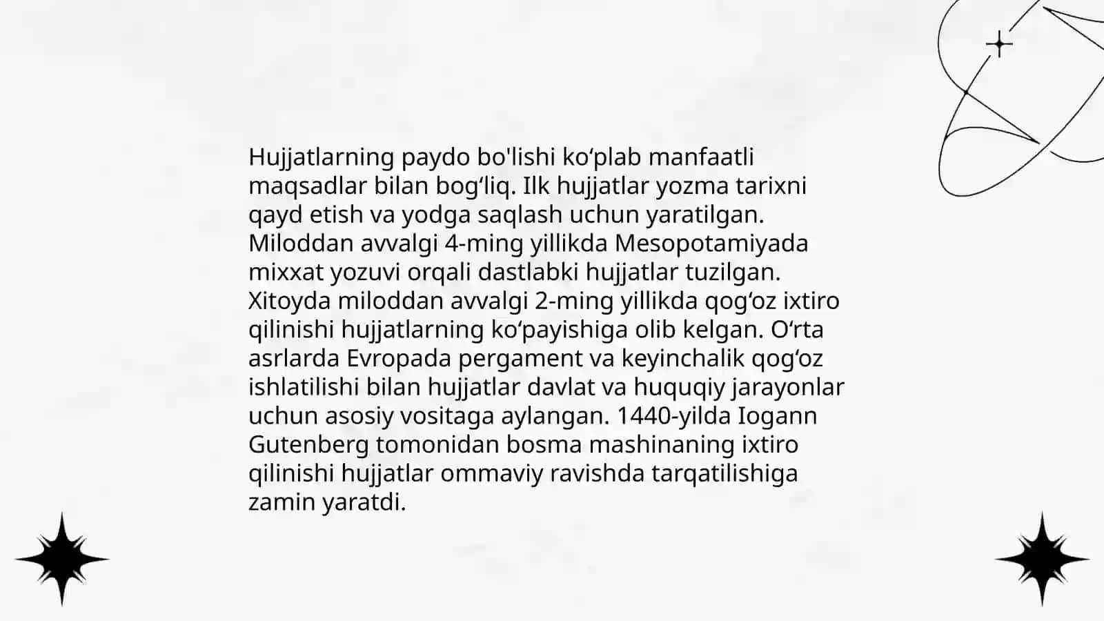 Hujjatlarning paydo bòlishi va tarixi 3