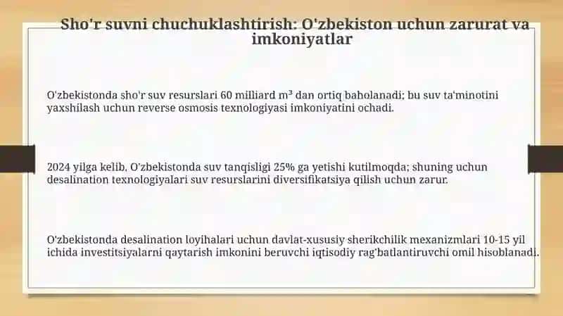 Sho'r suvni chuchuklashtirish 3