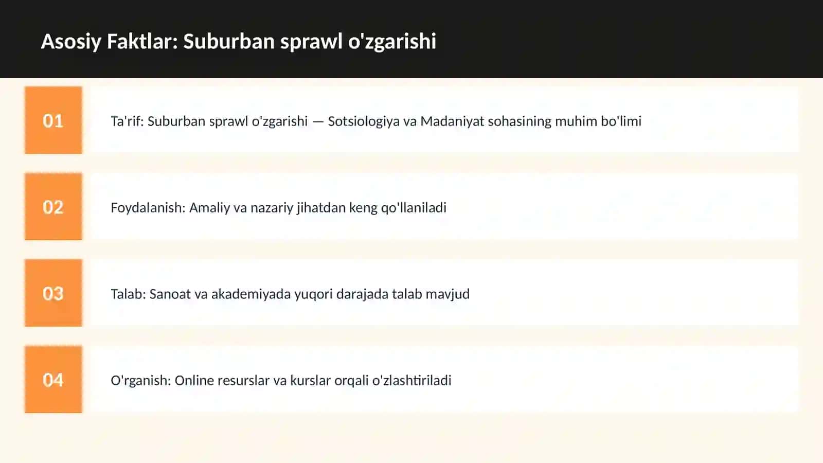 Suburban sprawl o'zgarishi 3