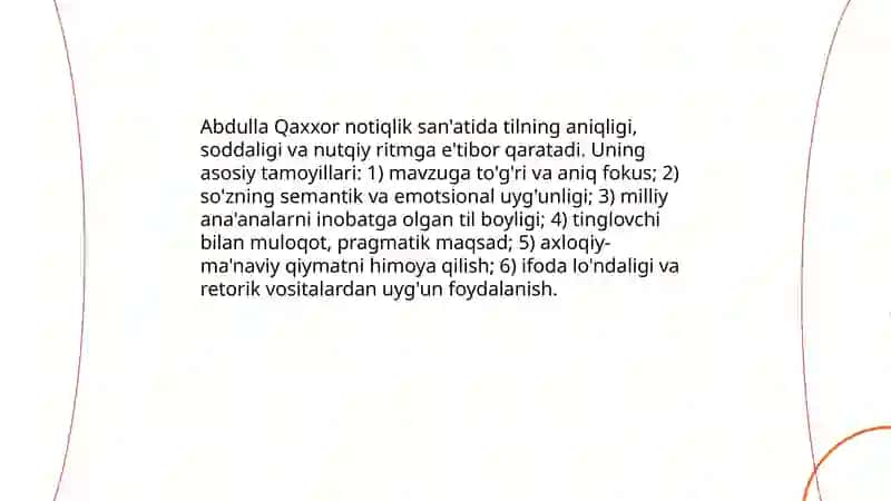 Abdulla Qaxxorning notiqlik til va nutq borasidagi fikrlari 3