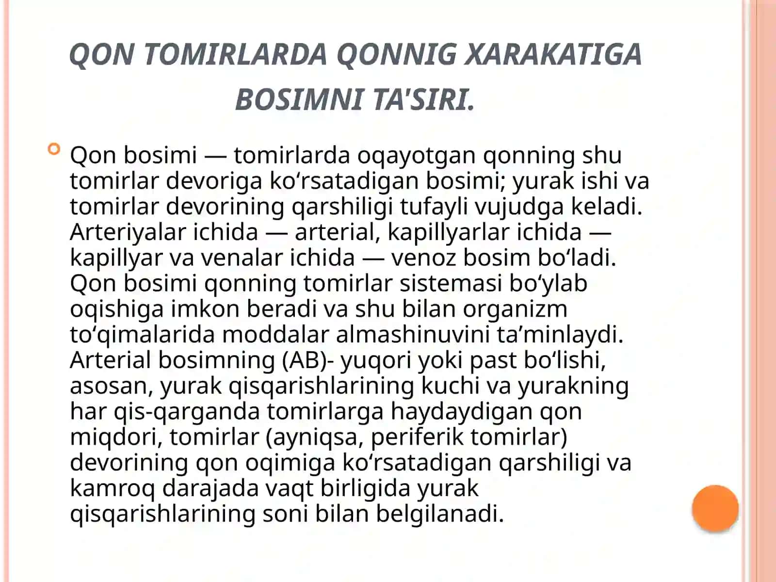 QON TOMIRLARDA QONNING HARAKATI VA PULSNI O’RGANISH 3