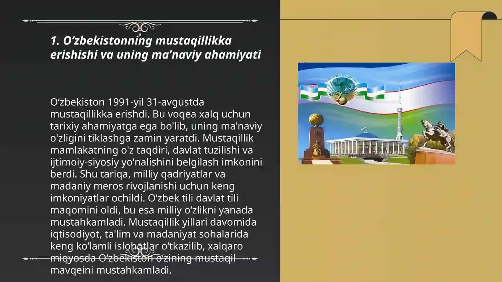 Mustaqillik yillarda Oʻzbekistondagi ma'naviy va madaniy taraqqiyot 3