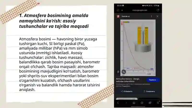 Atmosfera bosimining amalda namoyishini kõrish 3