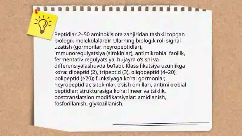 Peptidlarning biologik roli 3