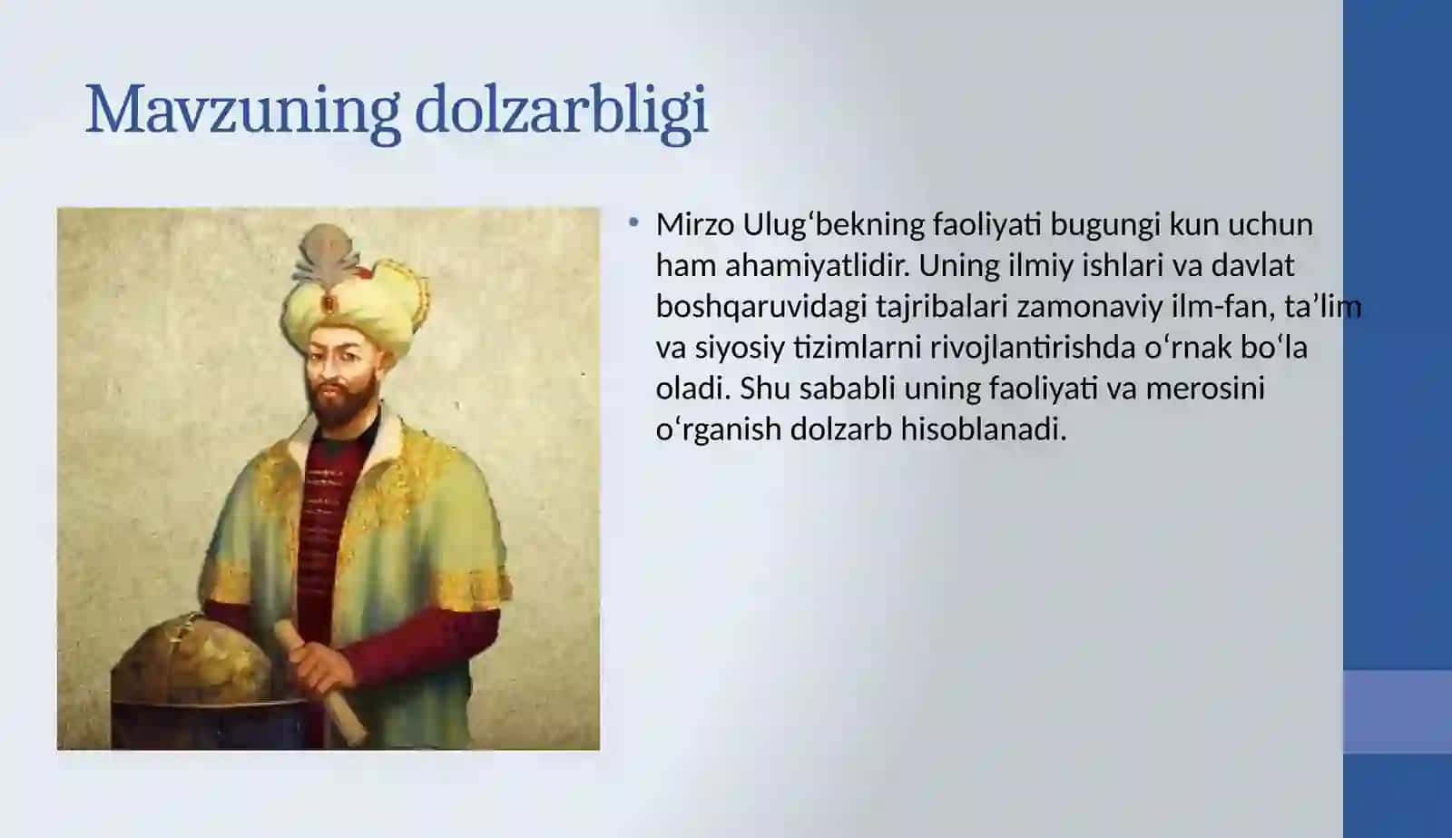 MIRZOULUGʻBEKDAVLAT ARBOBI VA BUYUK OLIM 3