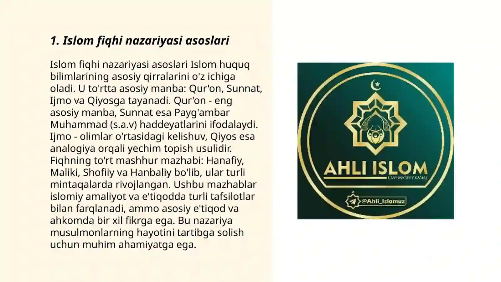 Islom fiqhiy makablari 3