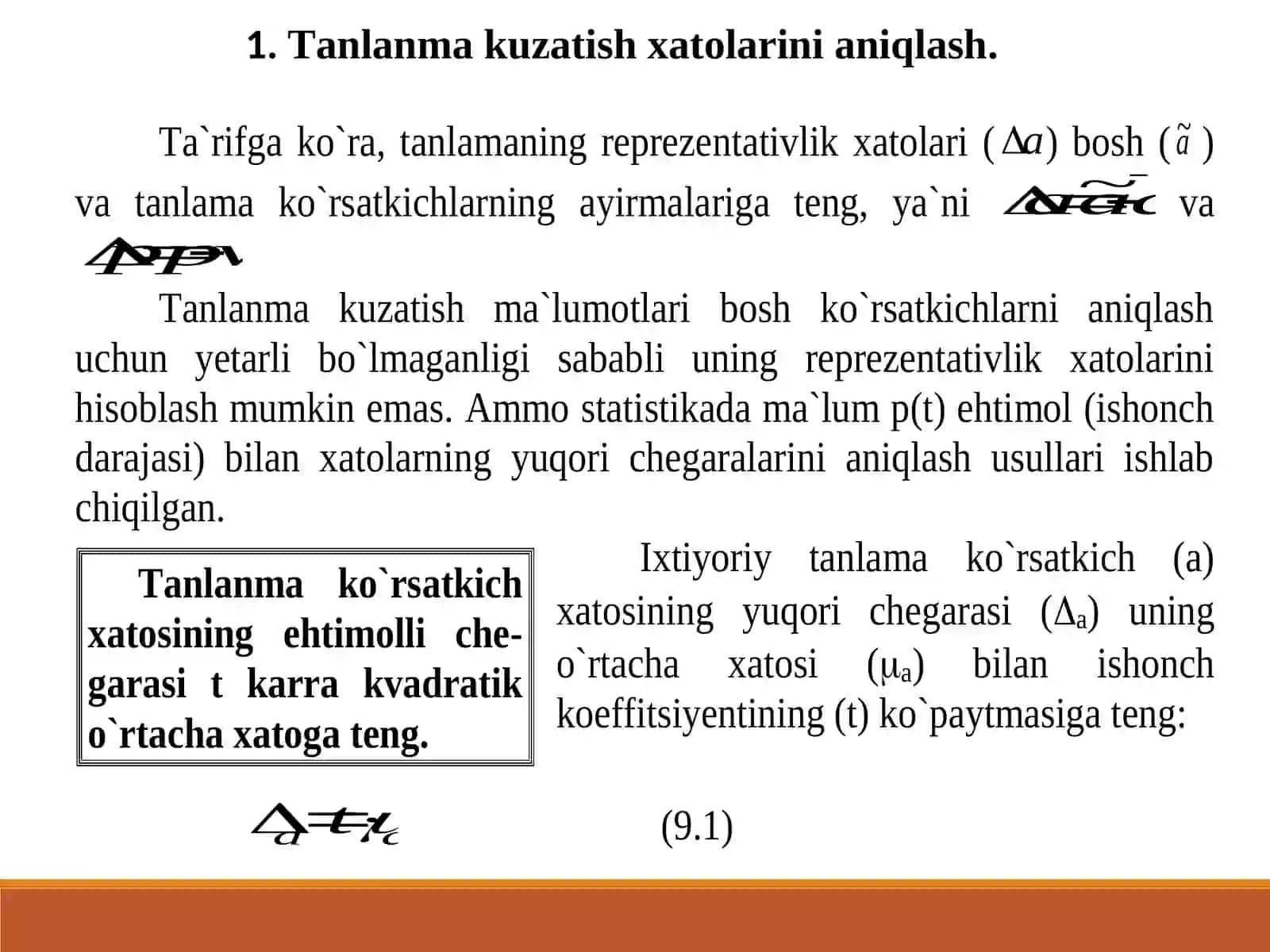 Tanlanma xatosini va tanlanmalar sonini aniqlash 3