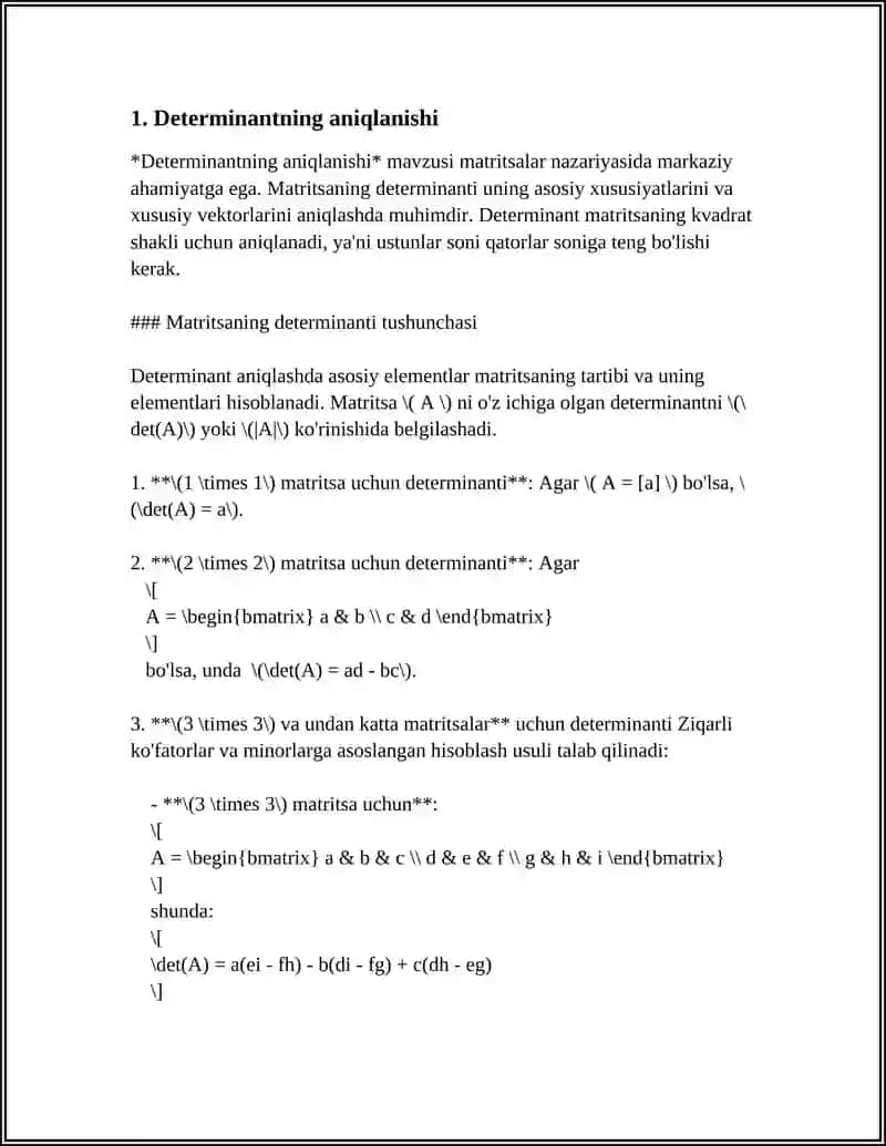 DETERMINANTLAR NAZARIYASI 3