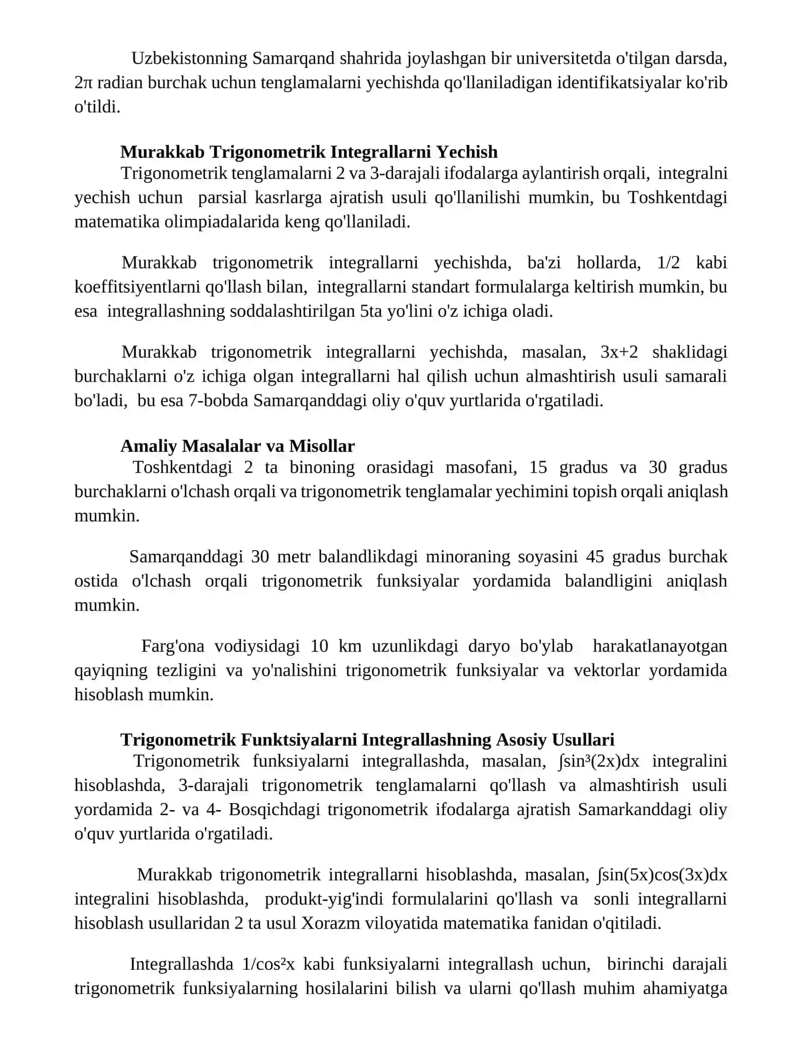 Trigonometrik funksiyalarni integrallash 3