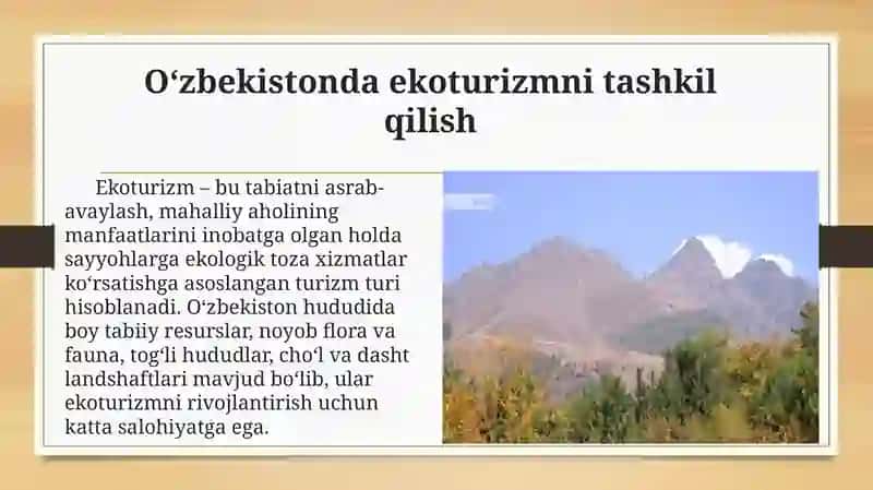 EKOTURIZMNI RIVOJLANTIRISHDAGI MUAMMOLAR VA YECHIMLARI 3