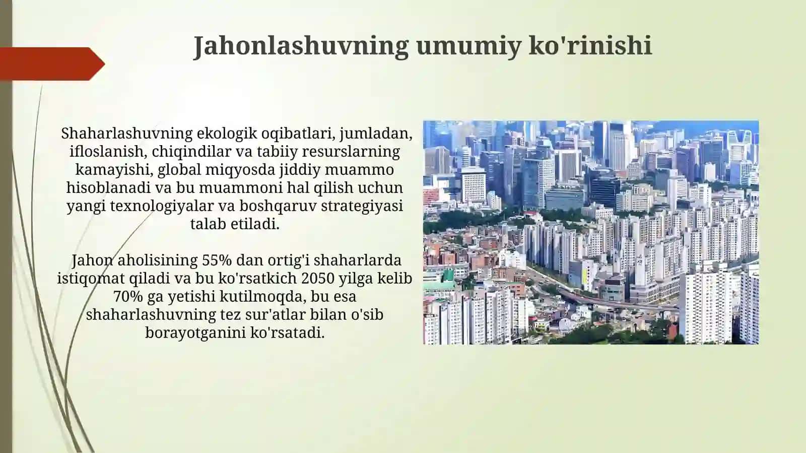 Jahon urbanizatsiyasi va uning mintaqaviy xususiyatlari 3