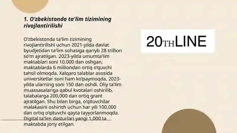 O‘zbekistonda ta'lim tizimining rivojlantirilishi 3