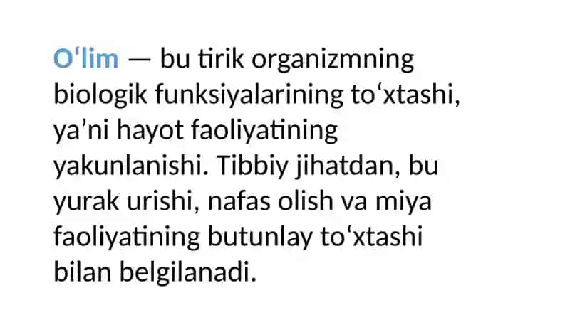 O'lim haqida tushunchalar 3