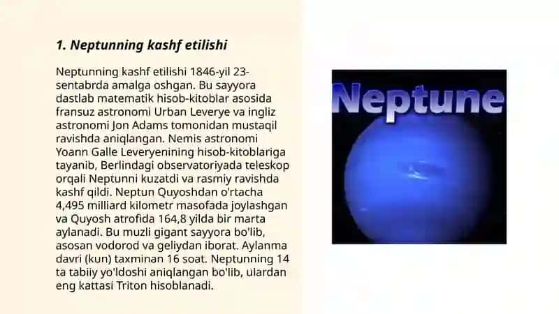 Neptun sayyorasi haqida 3