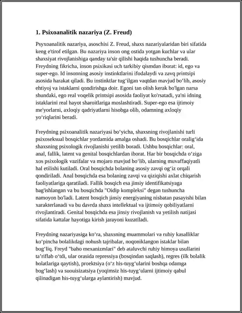 Psixoanalitik nazariya (Z. Freud) 3